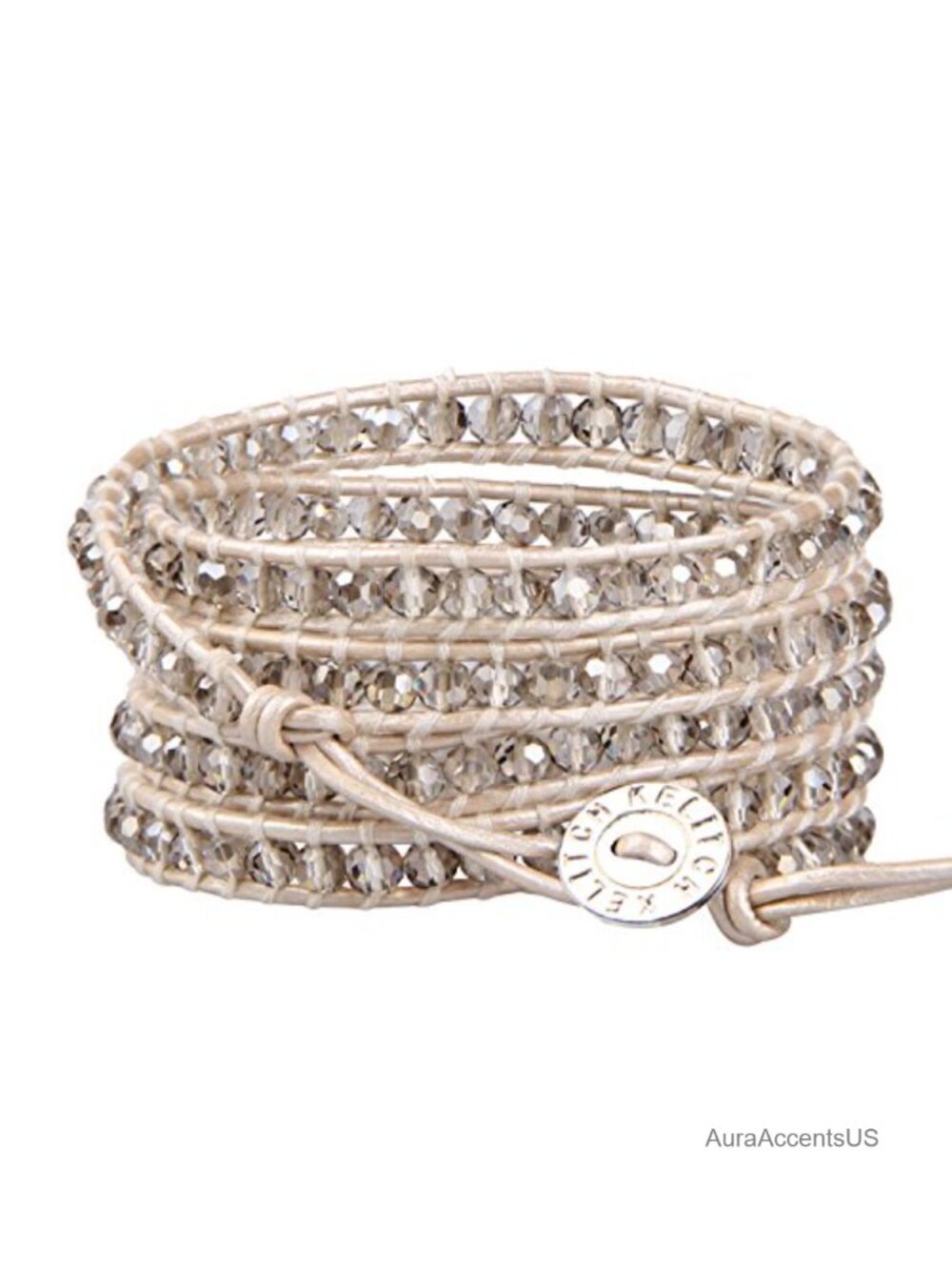 Handmade Crystal Beaded 5 Wrap Bracelet Leather Wrap Bracelet for Women